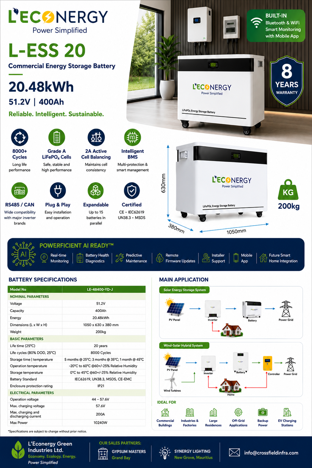 L'Econergy L-ESS 20 20.48 kWh LiFePO4 battery energy storage system